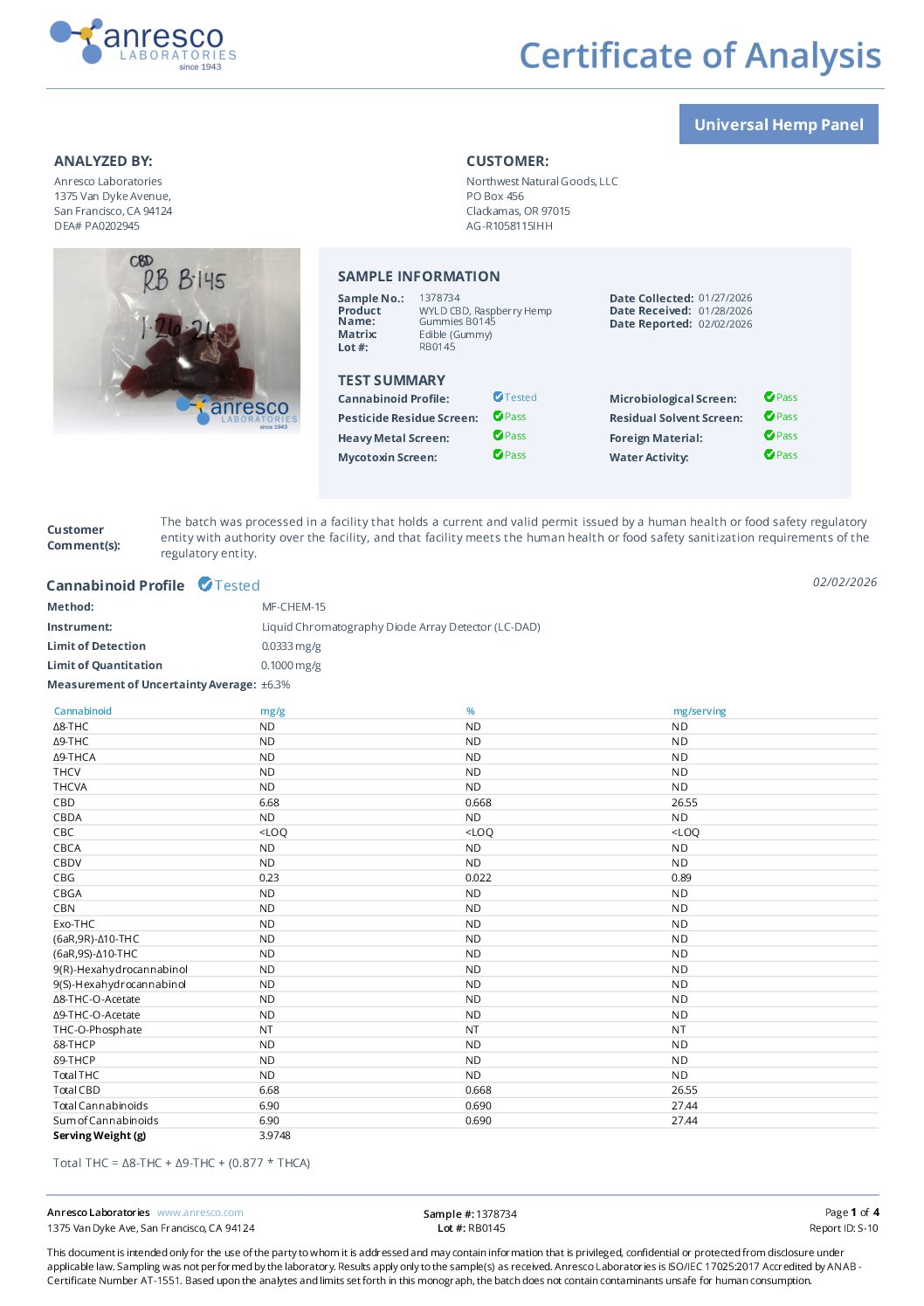WYLD CBD Raspberry Gummies 40ct - Image 3